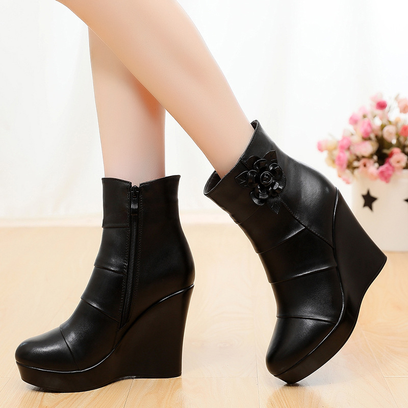 33-41 플러시 여성용 하이 부츠 플랫폼 부츠 웨지  - Ethnic Fashion Women 리뷰 및 가격