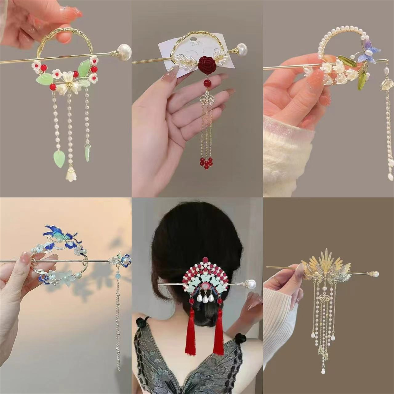 여성을위한 민족 스타일 머리핀 절묘한 반짝이 꽃 술 머 - Go Ethnic Fashion 리뷰 및 가격