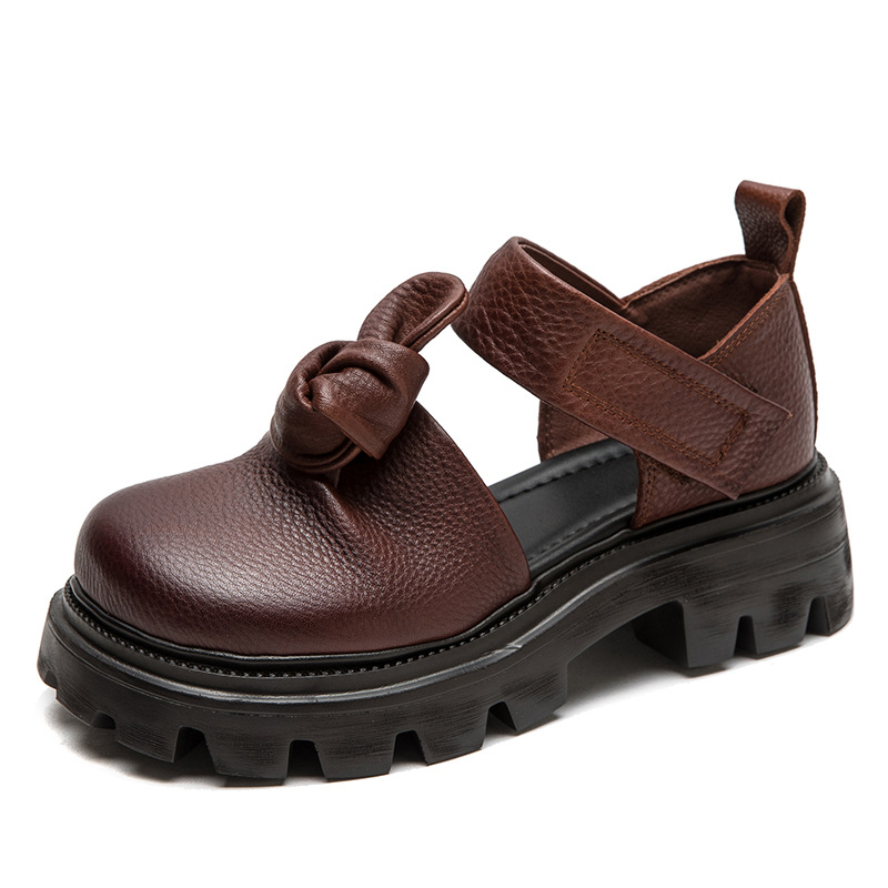 5cm 에스닉 매듭 플랫폼 웨지 가을 신발 여성 소가죽 - Ethnic Fashion Women 리뷰 및 가격